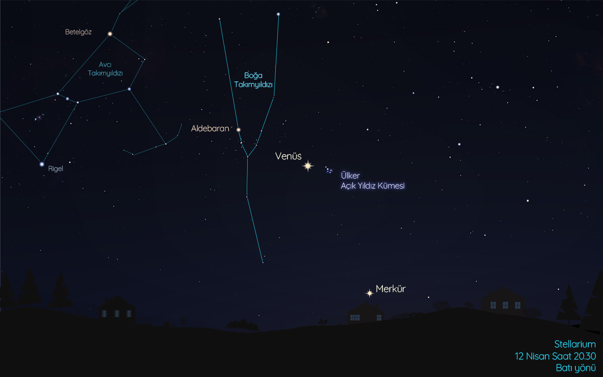 12 Nisan'da Venüs ve Ülker Açık Yıldız Kümesi'ni birbirine yakın görebilirsiniz.