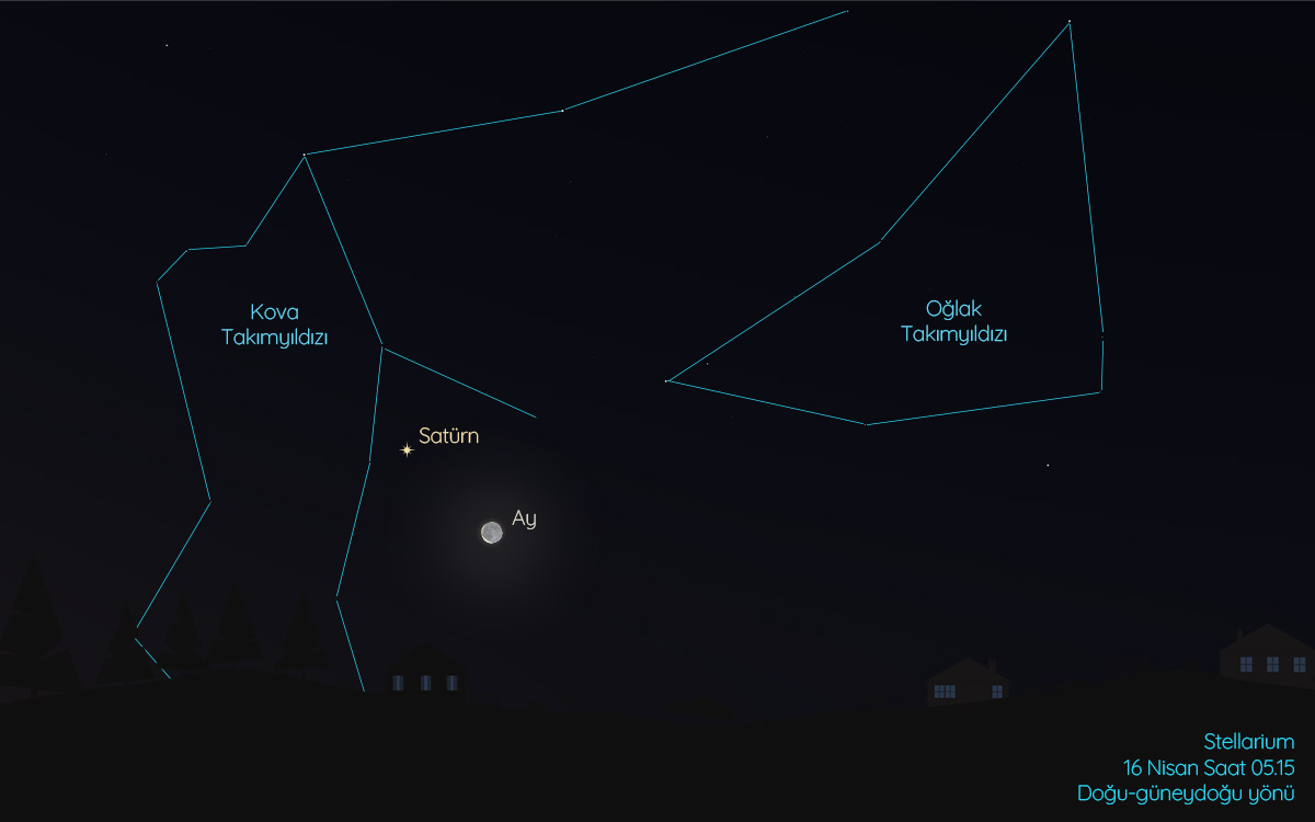 16 Nisan’da Satürn’ü ve Ay’ı birbirine yakın görebilirsiniz.
