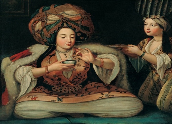French School, Divanda Kahve İçen Türk Kızı Tablosu
