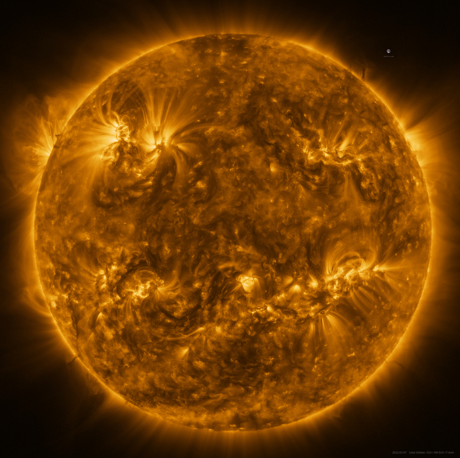 Solar Orbiter uydusu tarafından Mart 2022’de moröte bölgede elde edilmiş Güneş görüntüsü